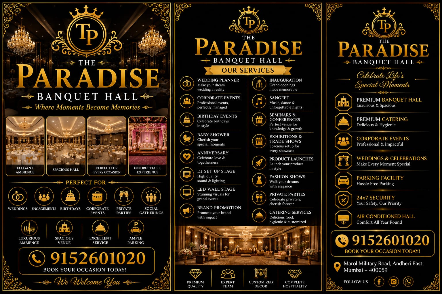 The Paradise Banquet Hall pamphlet